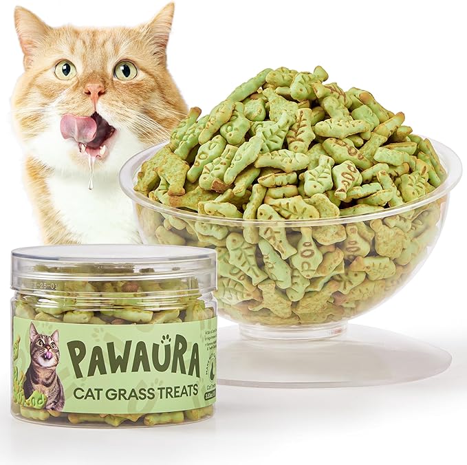 3.53oz Cat Grass Treats for Hairball Control – Natural Chicken & Cat Grass & Catnip Biscuits, Low-Calorie Healthy Snacks for Indoor Cats, Digestive & Dental Care