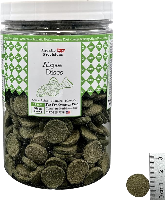 Algae Discs 16 oz, Sinking 18 mm Fish Food for Freshwater Herbivores
