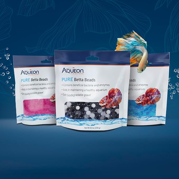 Aqueon PURE Betta Beads, Water Care for Unfiltered Aquariums, Maintains Clear Water and Helps Breakdown Organic Sludge, Blue