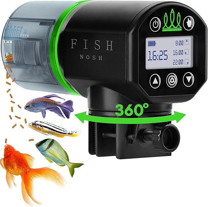 FISHNOSH Automatic Fish Feeder for Aquarium - New Generation 2026, Auto Food Dispenser with Timer for Small Tank, Big Aquariums & Pond (Green)