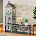 Cat Catio with Tunnel, 2 in 1 Outdoor Cat Enclosure Include 1 Catio and 1 Tunnel, Cats Enclosure with Kitten Hammock and Waterproof Cover, Indoor Outdoor Cats Cage Playground with 2 Door