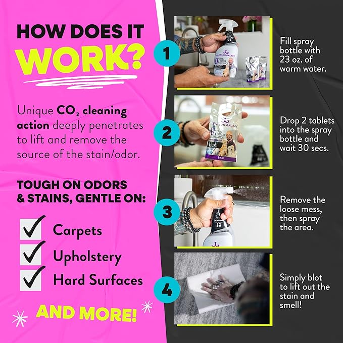Jackson Galaxy EX Stain & Odor Eliminator - Cat Pee Cleaner, Reusable 23oz Bottle with Refill Included - Fast Acting & Non-Toxic CO2 Based Pet Urine Remover - Made by a Trusted Cat Expert