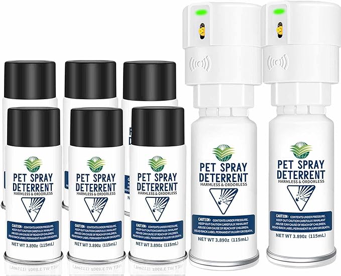 Cat Spray Deterrent System [2 Pack] Pet Deterrent Device Refill 6 Pack White