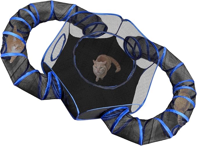 Outdoor Cat Enclosures Playground with 2 Circle Playpen Tunnels Catio, Outside House Include Portable Tent for Cats, Kitty and Small Animals - Indoor Outdoor Fence with Top Cover