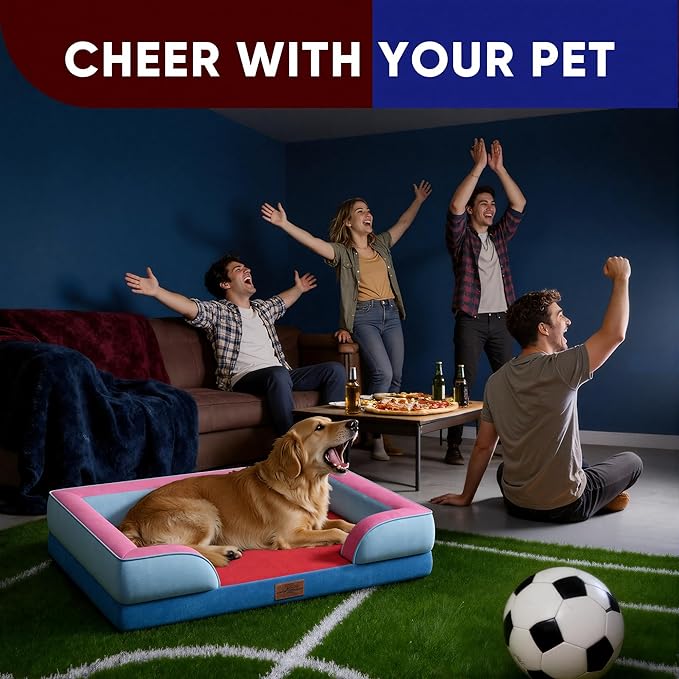 Comfort Expression Orthopedic Dog Bed for Extra Large Dogs 42x30 Inch, Waterproof Egg Crate Foam XL Pet Bed with Removable Bolsters, Dog Couch with Washable Cover & Non-Slip Bottom, Atlanta