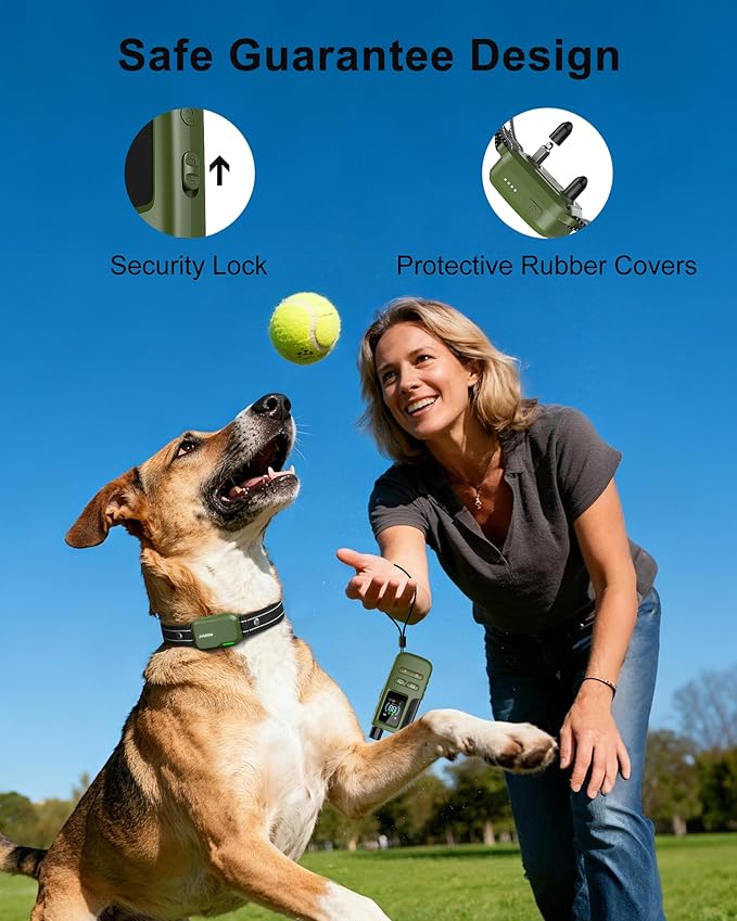 Jugbow Dog Shock Collar - 4200FT Dog Training Collar with Remote, IPX8 Waterproof Electric Dog Collar with 4 Training Modes, Security Lock, Rechargeable eCollar for 10-120lbs Dogs(Green 2 Pack)