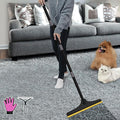 B-Land Carpet Rake for Pet Hair Removal, Reusable Pet Hair Remover with 60” Adjustable Long Handle, Carpet Scraper Dog Cat Hair Remover Tool for Rugs, Mats, Couch, Furniture-Black Pole