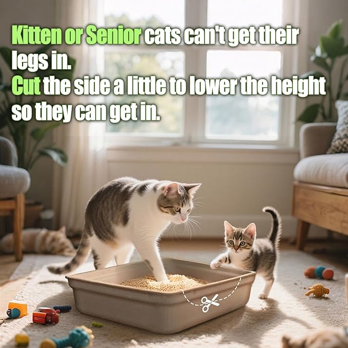 Disposable Litter Boxes for Cats Large: 2/4/6/8-Pack 17.5'' x 13.5'' Leak-Proof Sustainable for Indoor/Travel Use Standalone or as Liner 4-Pack