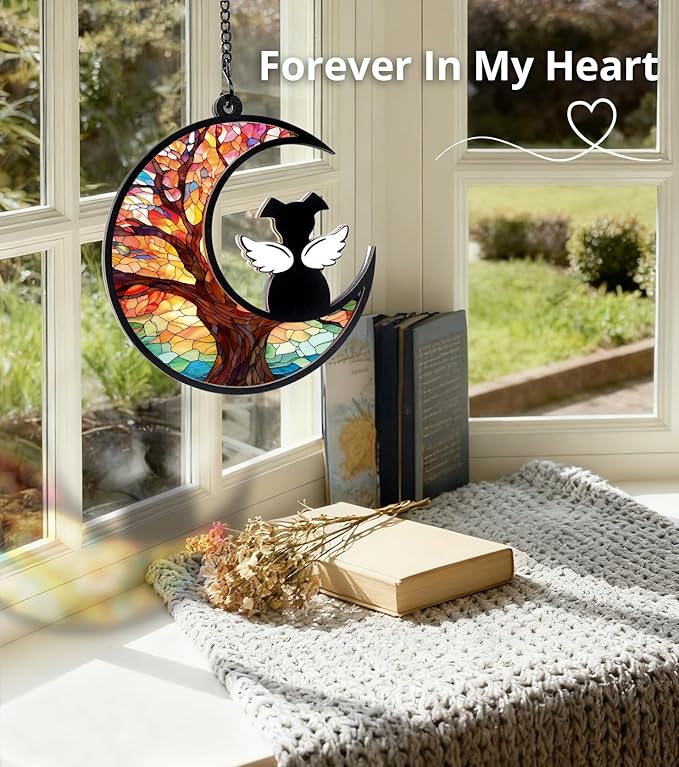Dog Memorial Gifts for Loss of Dog，DIY Dog Angel Memorial Suncatcher,Dog Loss Sympathy Gift (Life Tree)
