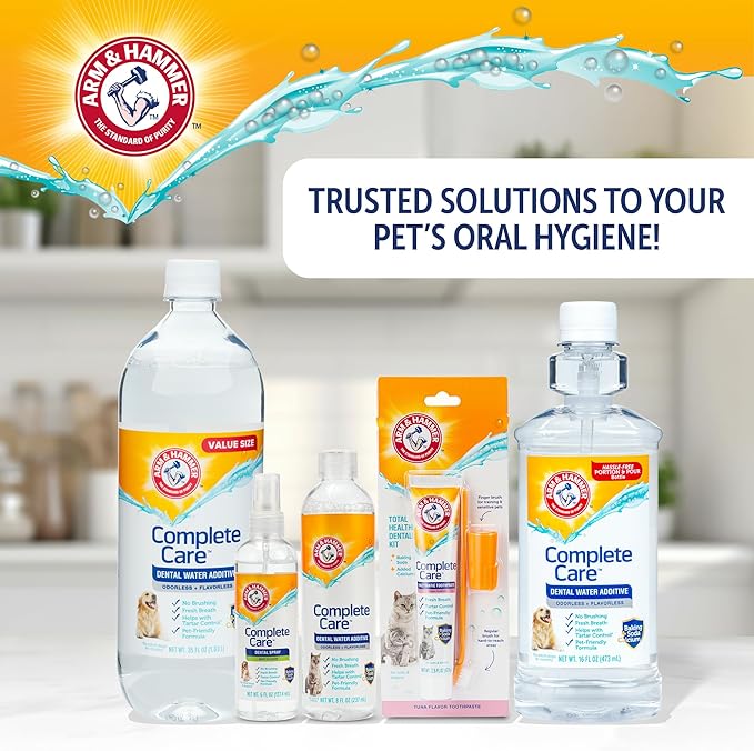 Arm & Hammer Complete Care Dog Dental Kit, Tuna Flavor Enzymatic Dog Toothpaste, Toothbrush, & Finger Brush, Baking Soda + Calcium, Enhanced Formula, 2.5oz