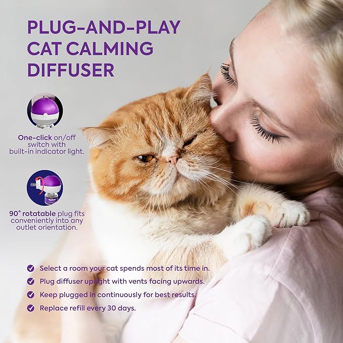 TopSum Cat Calming Pheromone Diffuser: Feline Pheromones Plug in for Stress, Along At Home, Spraying, Fighting, Scratching, Aggression & Excessive Meowing (Purple)