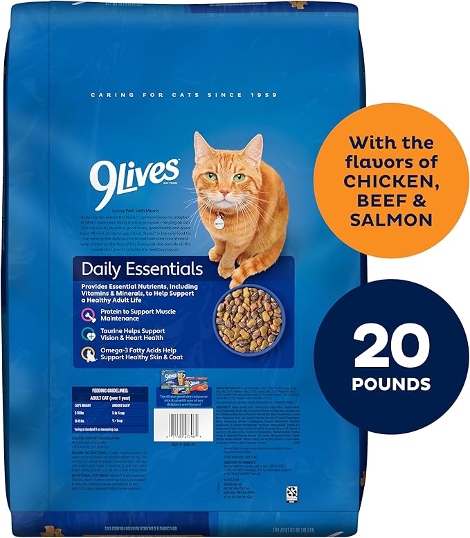 9Lives Daily Essentials Dry Cat Food, 20 Pound Bag