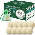 10Pack Cat Repellent Outdoor & Indoor, Natural Peppermint Oil Cat Deterrent Balls Outdoor Indoor Keep Cats Off Yard Garden Lawn Plants and Chew-White