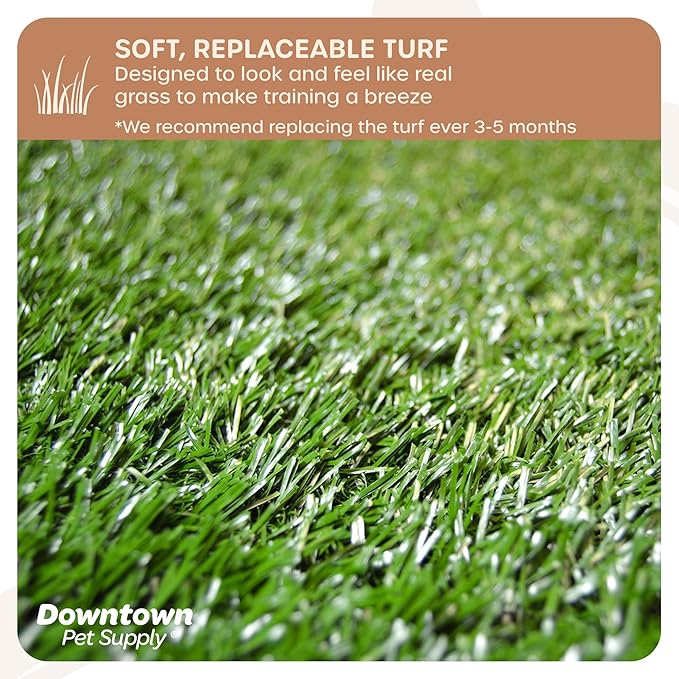 Downtown Pet Supply Dog Grass Pad with Tray, 20 x 25 - Outdoor and Indoor Potty System for Dogs with Replaceable Synthetic Grass Pee Turf - Portable and Waterproof Turf Dog Potty