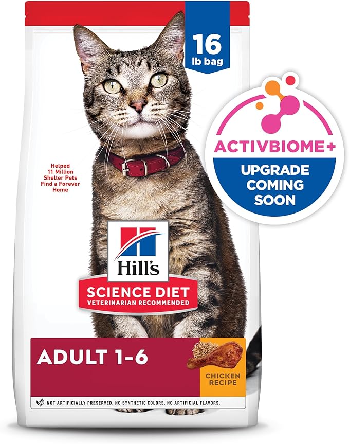 Hill's Science Diet Adult 1-6 Premium Nutrition Dry Cat Food, Chicken Recipe, 16 lb. Bag