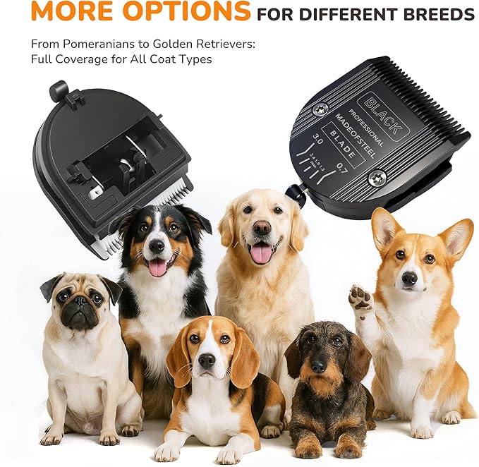 5-in-1 Ceramic Adjustable Dog Grooming Replacement Blades Compatible with Wahl Animal Clippers: Arco, Bravura, Chromado, Creativa, Figura, Motion