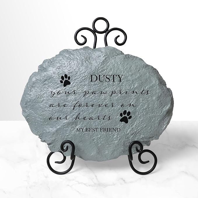 Let's Make Memories Personalized Cat or Dog Memorial Garden Stone - Pawprints - in Loving Memory