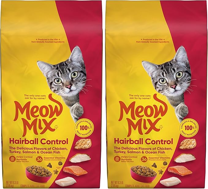 Meow Mix Hairball Control Dry Cat Food | 6.3 Pound | Pack of 2