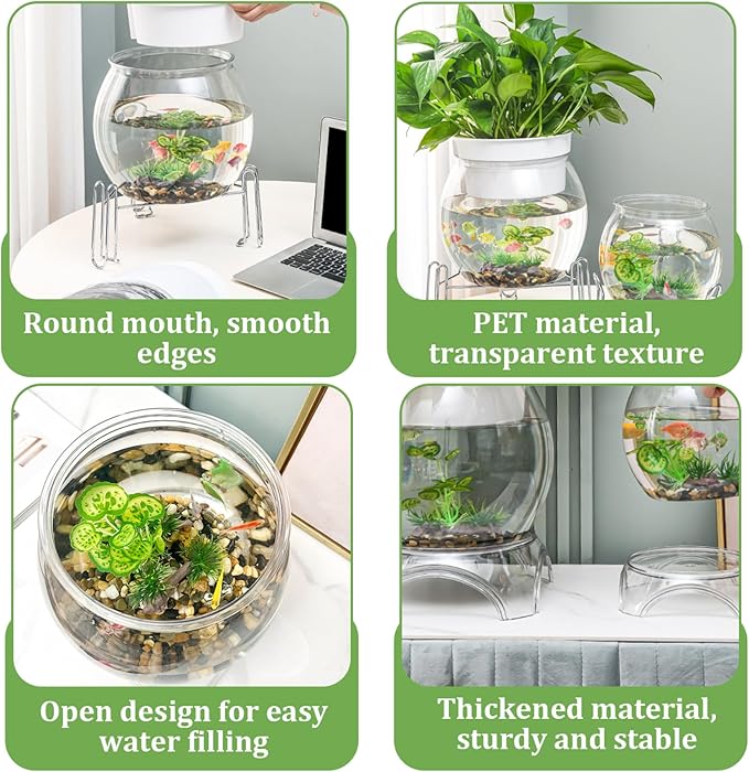 Aquaponic Fish Tank, 3-in-1 Clear Plastic Fish Bowl with Stand & Planter Healthy 1 Gallon Fishtank for Aquarium Plants, S Aquaponic Tank, Hydroponic, Small, Fishtank, Fis