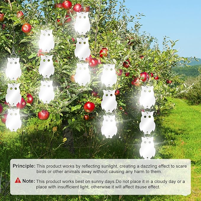 XPCARE 48 Pcs Bird Scare Discs, Reflective Double-Sided Bird Reflectors Upgraded Discs Set Reflective to Scare Bird Like Woodpeckers Pigeons Ducks