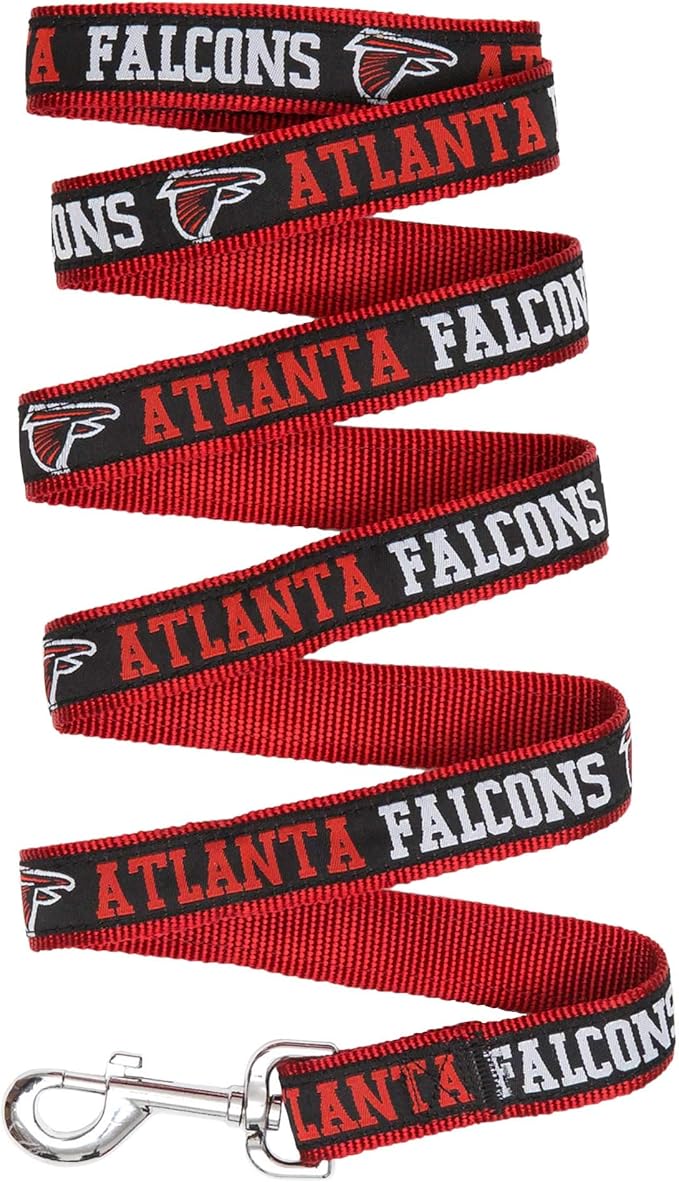 Pets First NFL Licensed Atlanta Falcons Pet Leash, Size Large – Durable Satin Dog & Cat Walking Strap and Pet Tether with Embroidered Team Name & Logo