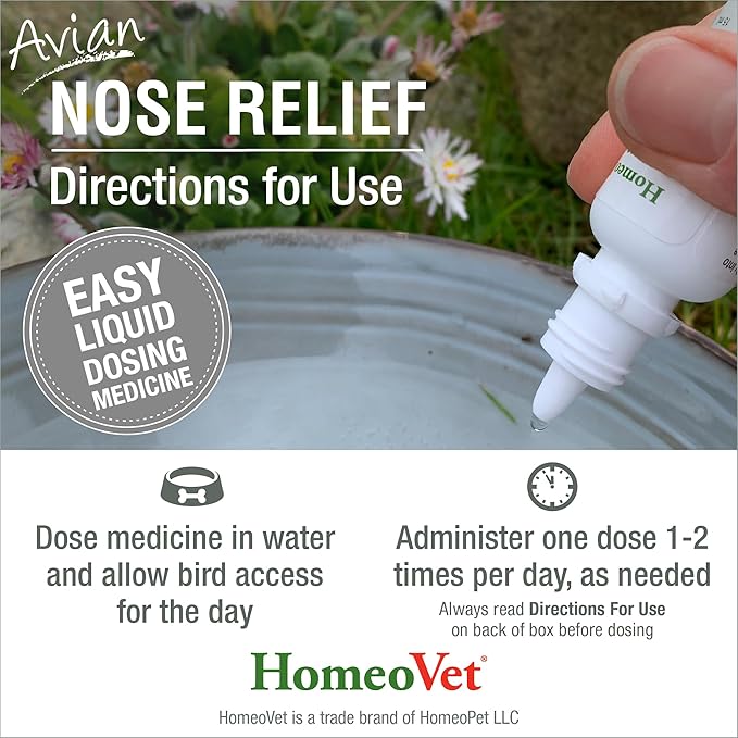 HomeoPet Avian Nose Relief, Safe and Natural Bird and Chicken Supplement, 15 Milliliters