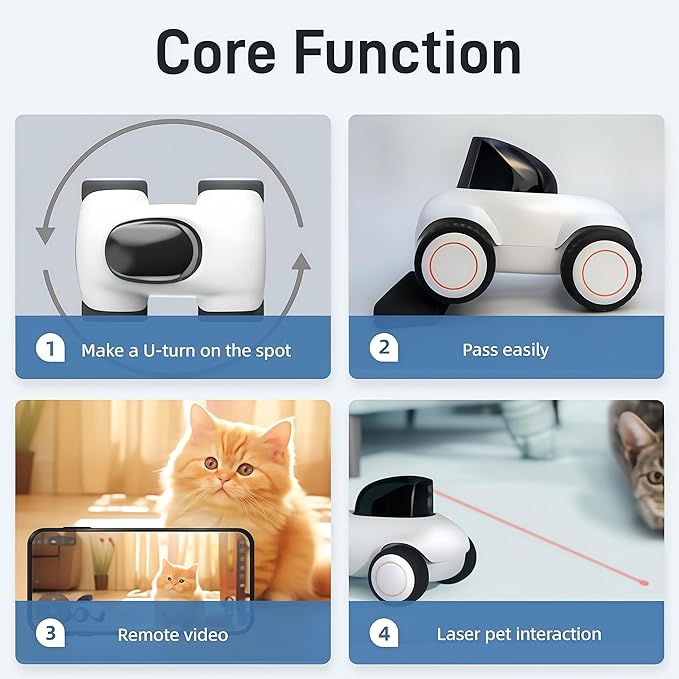 Family Smart Companion Robot, 2K HD Pet Camera Robot, Security Camera for Home, Battery-Powered with Phone App, 1-Click Interaction, 2-Way Voice, Night Vision, Motion Detection, Video Recording