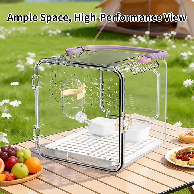 Bird Carrier - Bird Carrier, Parrot Cage with Water Bottle and Food Bowl | Small Parakeet Carrierrr for Parakeets Conures Canaries Budgies Cockatiels Lovebirds Hamsters Outdoor Park