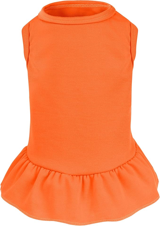 Dog Dresses Cat Skirt Solid Color Dog Clothes Summer Sleeveless Puppy Girl Clothes for Small Pet Dogs Cats (Orange, Small)
