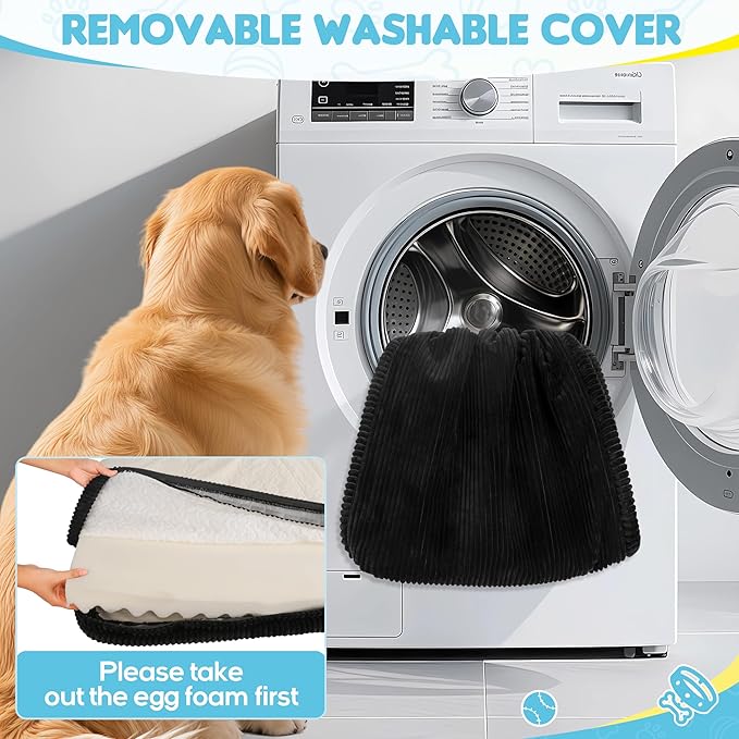 Loiion Thickened 4 in Orthopedic Dog Car Bed, Non-Slip Backseat Pet Mat, Removable Washable for SUVs/Sedans/Trucks, Plush Comfort for Large/Senior Dogs, Easy Clean (Black, XL（56" Lx28.7 M×4" H)