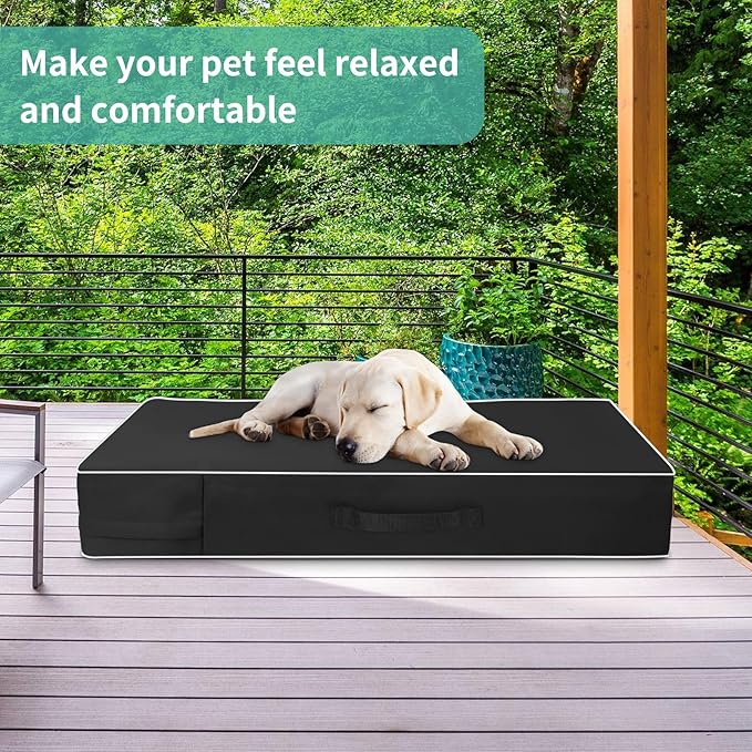COSHNIBI Dog Bed Covers Replacement Washable,Waterproof Dog Bed Cover with Zip and Carry Handle for Dog/Cat 48''Lx36''Wx4''H-Black