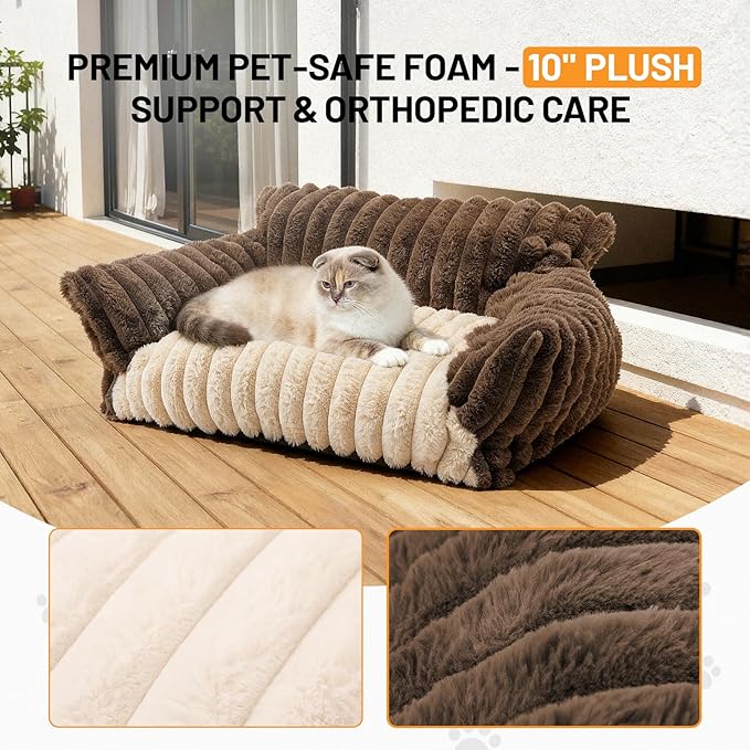 Cat Bed Washable Pet Chair - Large Fluffy Supportive Cat Sofa for Indoor-Medium Dog Bed with Removable Cover