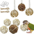 BNOSDM 8PCS Natural Bird Chew Toys Sola Balls Shred Toy Lightweight Conure Foot Toy Interactive Parrot Foraging Toys Bird Chew Balls with Hemp Rope Hook for Budgies Cockatiels Parakeets Senegal