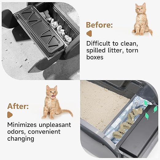 40 Litter Box Liners with a Permanent Waste Receptacle Compatible with Nature's Miracle Litter Box 2nd Version and Littermaid 3rd Edition, Litter Box with Cat Litter Liner (Machine NOT Included)