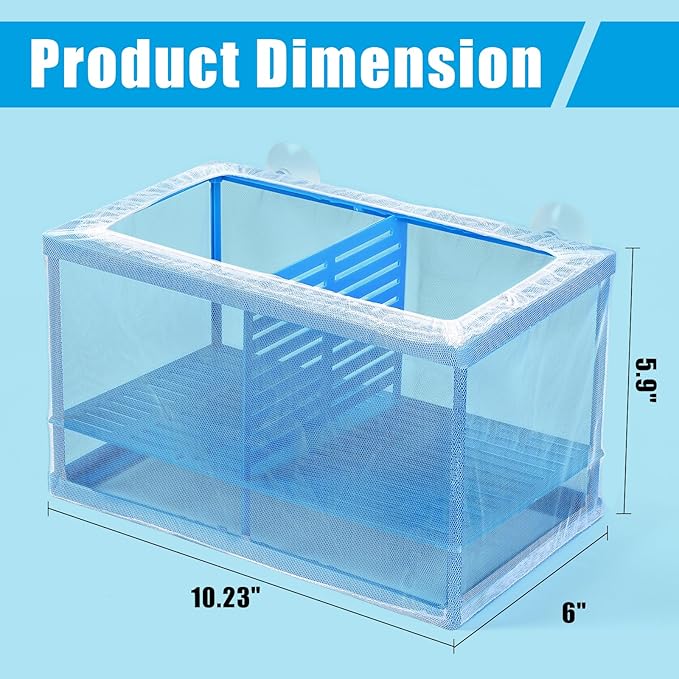 AQUANEAT Fish Tank Breeder Large Mesh Net Fry Saver Aquarium Spawn Hatchery Isolation with Suction Cups Hatchery Incubator for Shrimp Betta