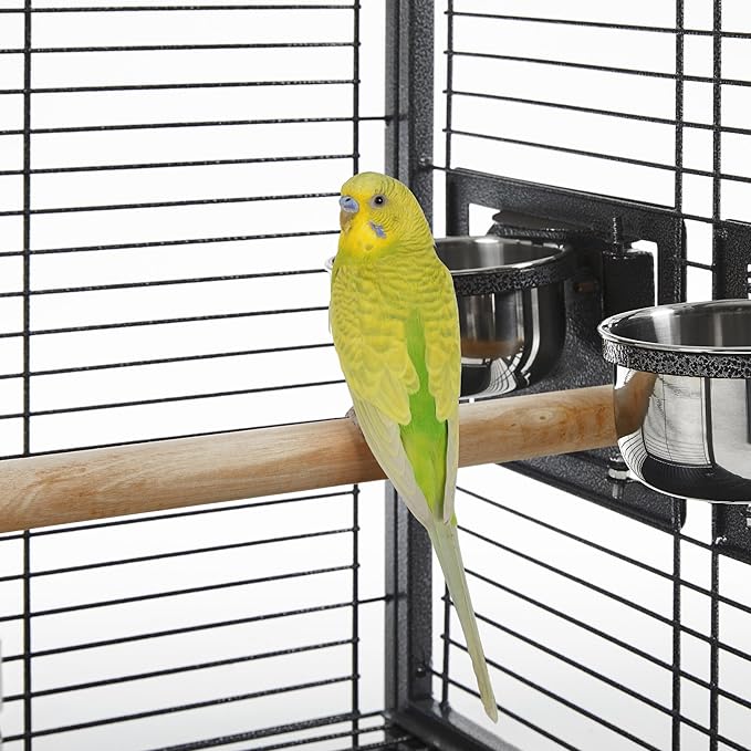 Topeakmart Travel Bird Cage Carrier for Small to Medium Sized Birds Lovebirds Parrotlet Conue Cockatiels with Handle Perch & Stainless Steel Bowls, Black