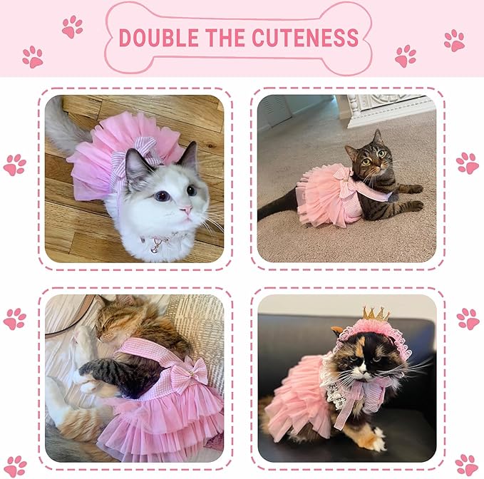 Dog Dresses, Fashion Pet Dog Clothes, Striped Mesh Puppy Dogs Princess Dresses (Pink, XX-Large)