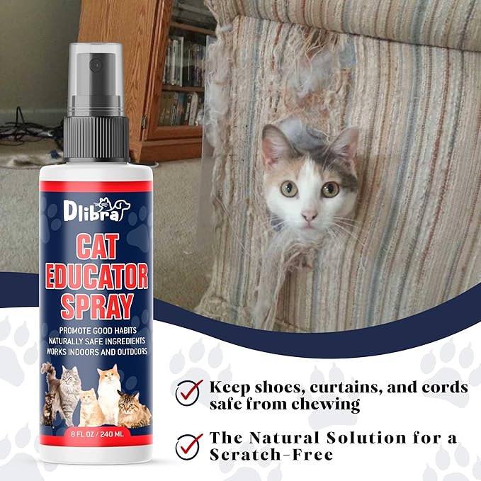 Cat Educator Spray – Natural Cat Deterrent Spray | Prevent Scratches, Biting & Peeing | Safe & Effective for Indoor Training