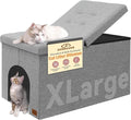 Cat Litter Box Enclosure Furniture for Odor Control, Hidden Cabinet Cats Litter Ottoman with Flip-Up Lid,Cat Litter Box Bench with Storage Space, Dog Proof (Light Grey, X-Large)