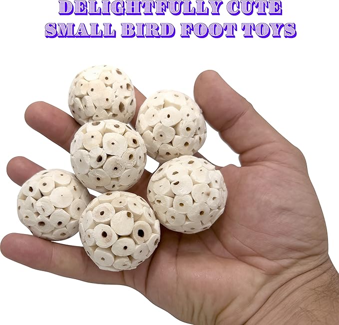 5124 Mini Sola Balls Pk18 - Handcrafted Soft sola Wood Bird Foraging Foot Toys, Small Size chewable Balls, Lightweight, Conditions Beaks and feet, Delightful for Small Size Pet Birds