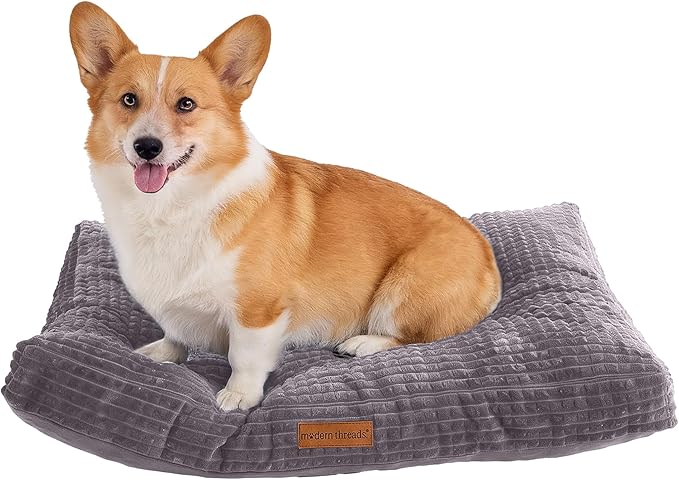 Modern Threads Ultra Plush Orthopedic Memory Foam Pillow Bed for Large Dogs with Supportive Filling and Stylish Textured Design, Charcoal, (36" L x 27" W x 4" Th)