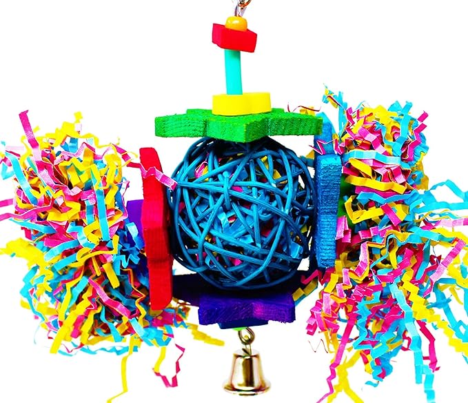 Bonka Bird Toys 1839 Foraging Star 7" High by 8" Wide, Medium Parrot Chew Shred Forage Cage Toy, Conure, Pionus, Quaker, and Similar Birds