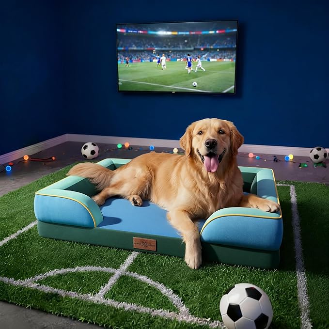 Comfort Expression Orthopedic Dog Bed for Extra Large Dogs 42x30 Inch, Waterproof Egg Crate Foam XL Pet Bed with Removable Bolsters, Dog Couch with Washable Cover & Non-Slip Bottom, Dallas