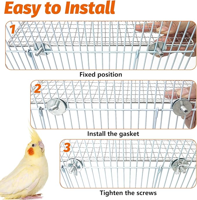 BNOSDM 2 Pack Bird Perch Platform Stainless Steel Birds Perches Parrot Shelf Training Stand Small Animals Cage Accessories for Parakeets, Budgies, Conures, Cockatiels, Lovebirds (Extra-Large Size)
