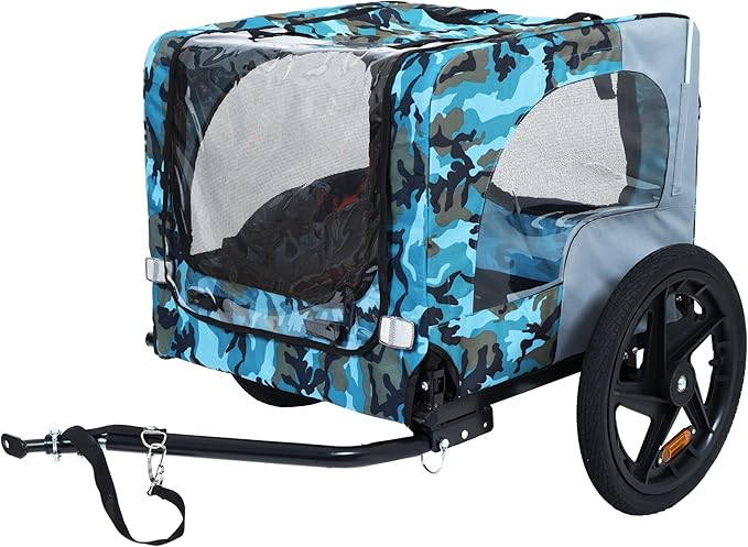 Heavy Duty Dog Bike Trailer with 16" All-Terrain Wheels & Universal Hitch, Foldable Pet/Cargo Carrier for Bicycles, Camping, Hiking