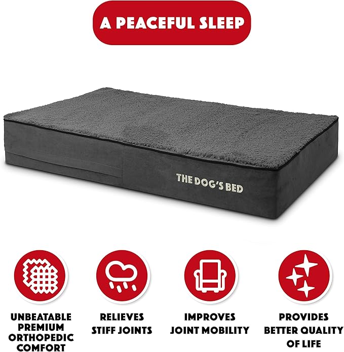 The Dog’s Bed Orthopedic Memory Foam Dog Bed Mattress, Plush Fabric, Grey Plush, Large, 6-Inch