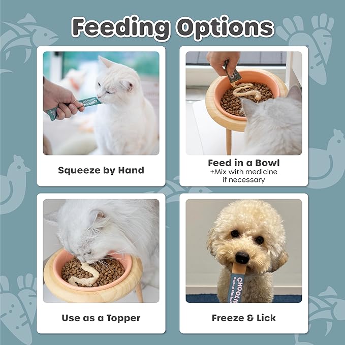 Choolip Squeeze Vita Stick Lickable Cat and Dog Treats, 49-Count Eye Support Variety Pack, Chicken and Tuna with Lutein, Omega-3 and Grapeseed Extract