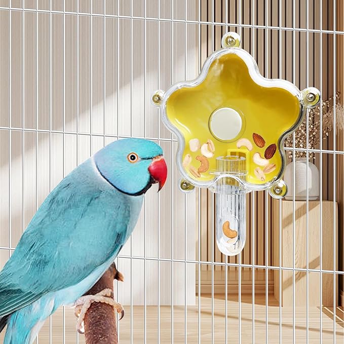 BNOSDM Bird Foraging Toys Cockatiel Foraging Wheel Parrot Cage Spinning Toys Parakeet Enrichment Puzzle Feeder Toy for Budgies Lovebirds Canaries (Yellow)