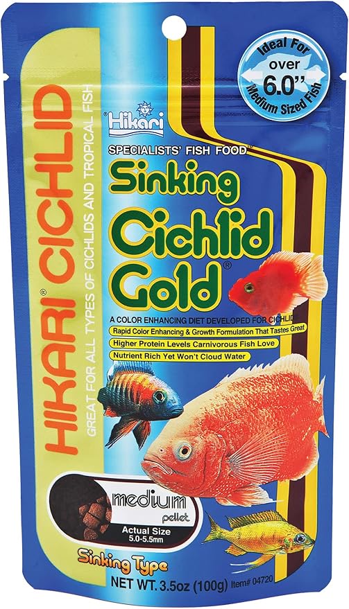 Hikari 3.5-Ounce Sinking Cichlid Gold Pellets for Pets, Medium