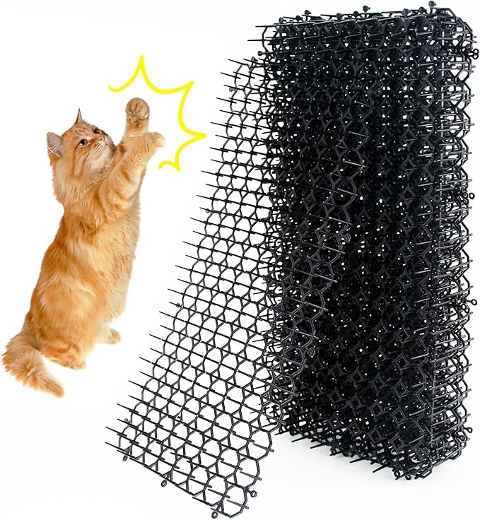 16 x 8 Inch Cat Scat Mat with Spikes, Scat Mat for Cats Cat Deterrent Mat Digging Stopper Repellent Spike Mat 12 Pack